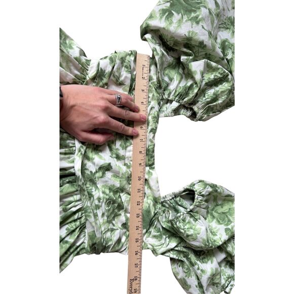 Abercrombie & Fitch Emerson Ruched Floral Mini Dress size M Cream Green - Picture 5 of 10